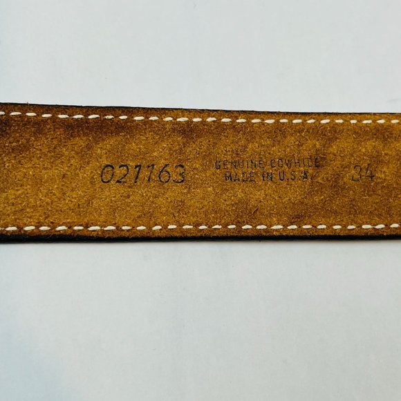 Vintage TEXTAN Genuine Cowhide Leather Womans size 39" Brown Tooled Western Belt - Picture 4 of 9